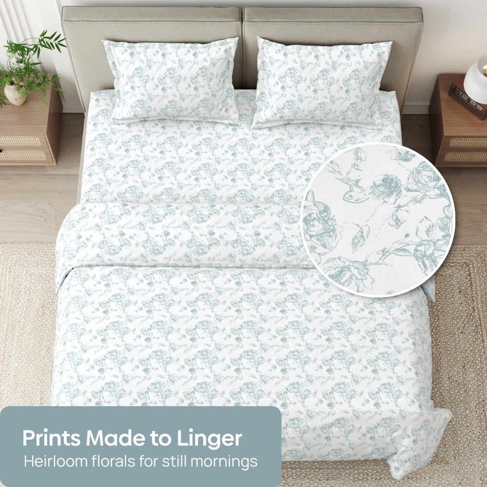 Luna Rose 100% Cotton King Size Bedsheet, 300 TC