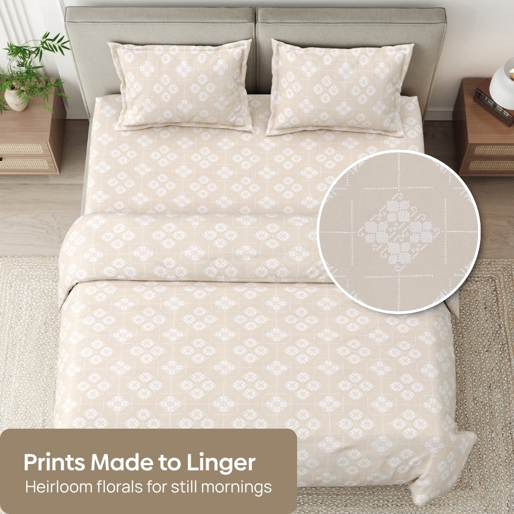 Crystal Loom 100% Cotton Double Size Bedsheet, 300 TC