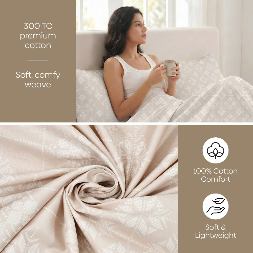 Crystal Loom 100% Cotton King Size Bedsheet, 300 TC - Bedsheets | haus & kinder