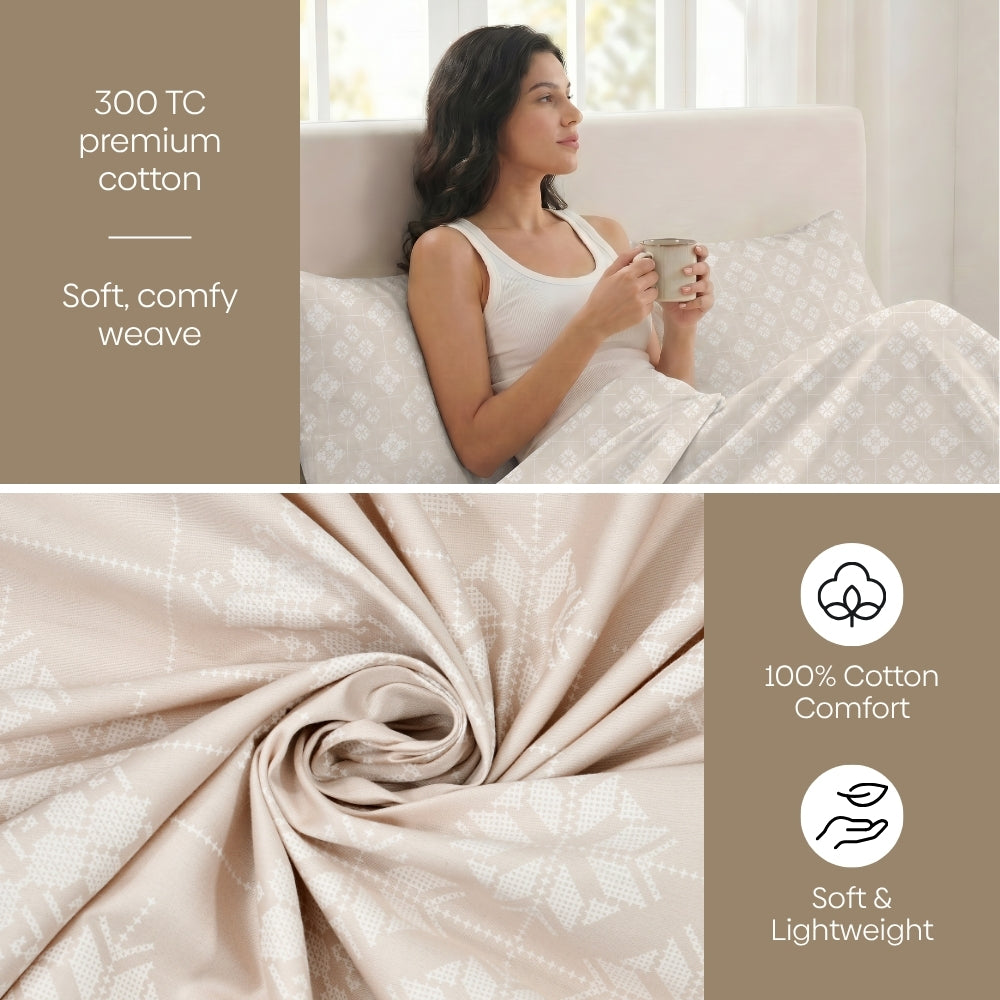 Crystal Loom 100% Cotton Double Size Bedsheet, 300 TC