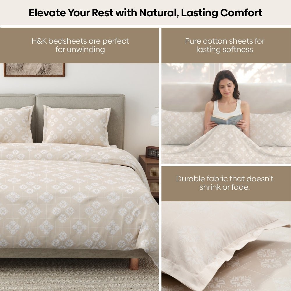Crystal Loom 100% Cotton King Size Bedsheet, 300 TC - Bedsheets | haus & kinder