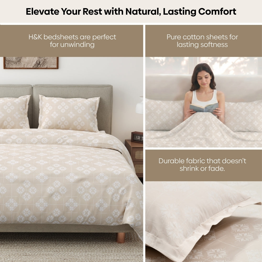 Crystal Loom 100% Cotton Double Size Bedsheet, 300 TC