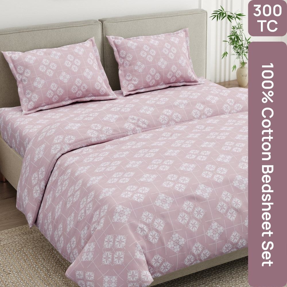 Opal Harmony 100% Cotton King Size Bedsheet, 300 TC