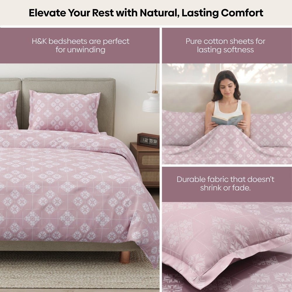 Opal Harmony 100% Cotton King Size Bedsheet, 300 TC - Bedsheets | haus & kinder
