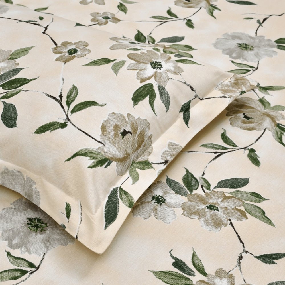 Greek Garden Romance, 100% Cotton King Size Bedsheet, 186 TC Yellow - Bedsheets | haus & kinder