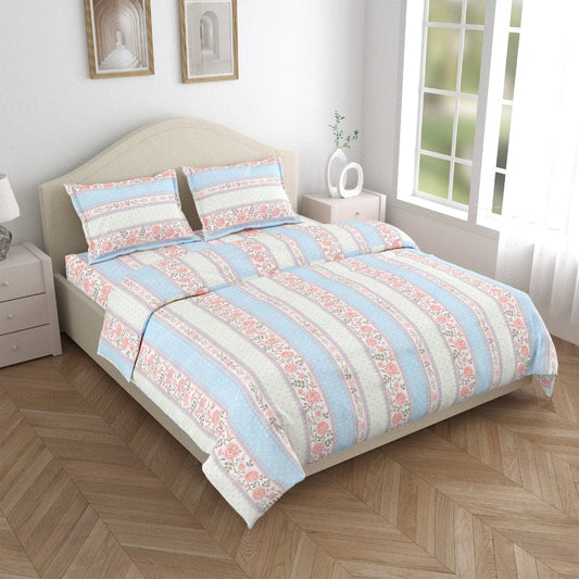 100% Combed Cotton 144 TC Double Flat Bedsheet Oribella Bloom