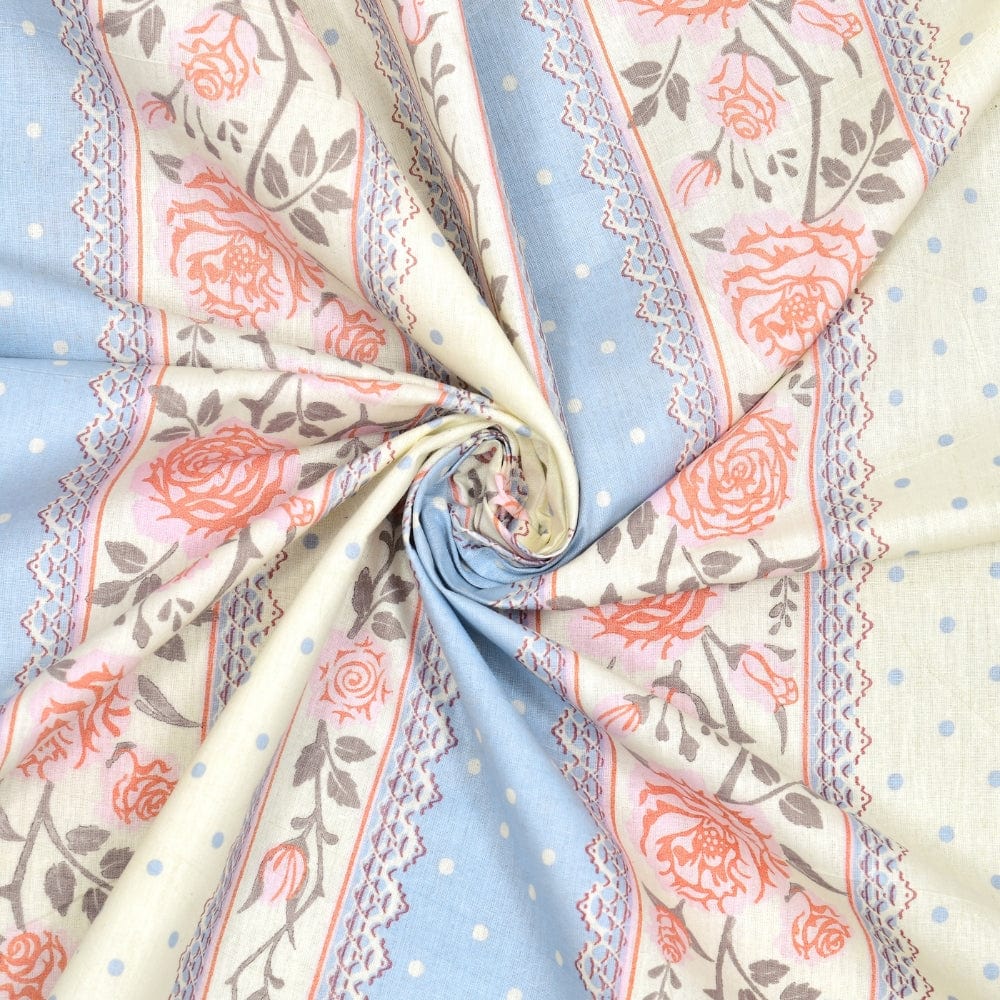 100% Combed Cotton 144 TC Double Flat Bedsheet Oribella Bloom