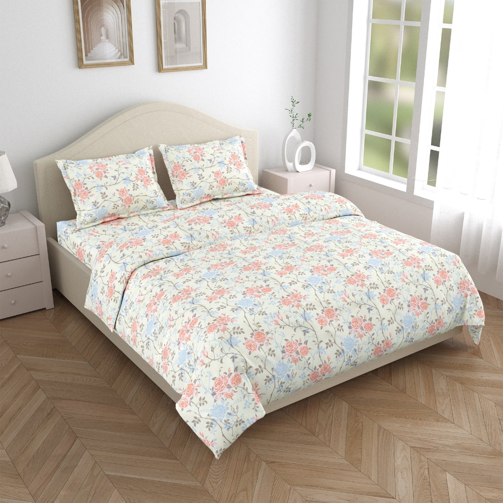 100% Combed Cotton 144 TC King Flat Bedsheet Petalhaze