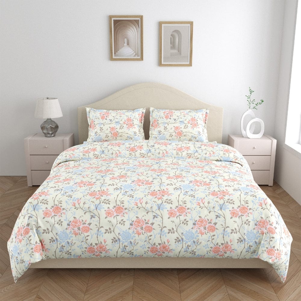 100% Combed Cotton 144 TC Double Flat Bedsheet Petalhaze