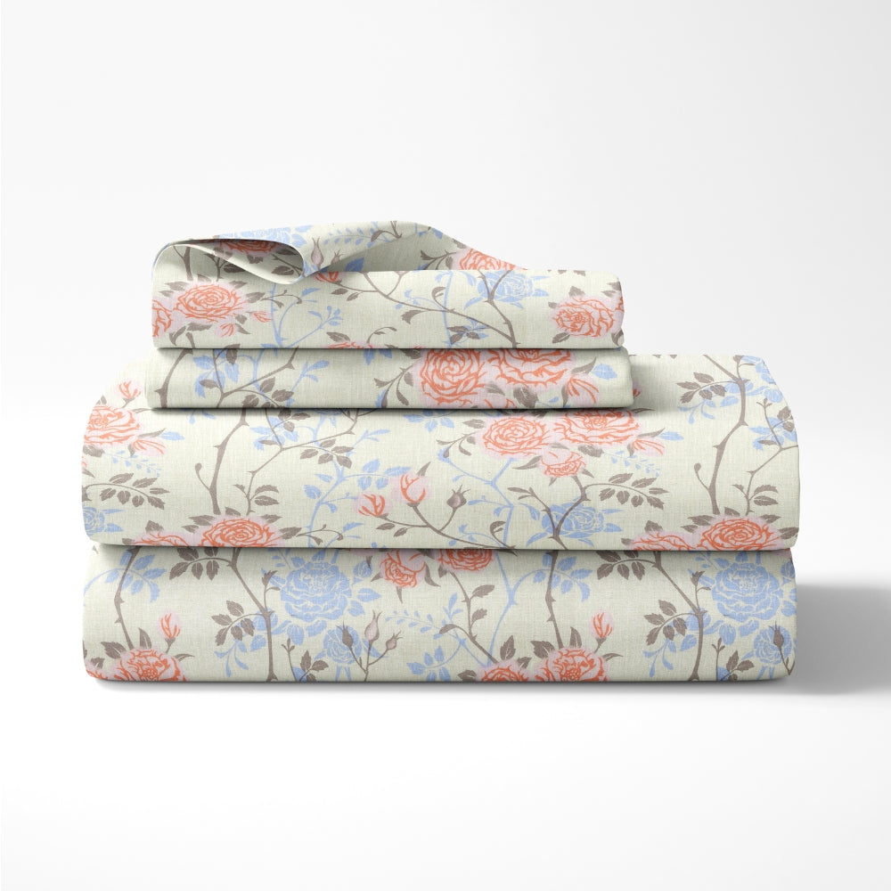 100% Combed Cotton 144 TC King Flat Bedsheet Petalhaze