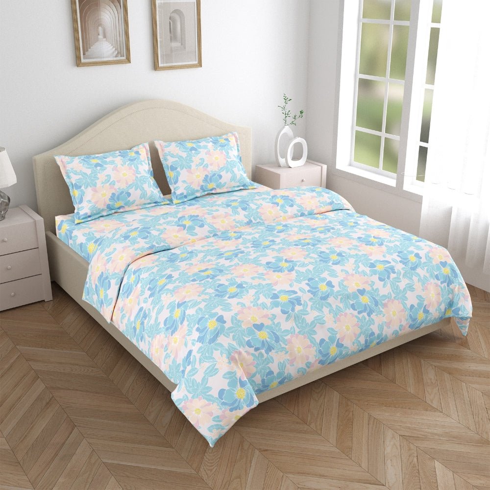 Petal Veil 100% Combed Cotton 144 TC King Flat Bedsheet - Bedsheets | haus & kinder