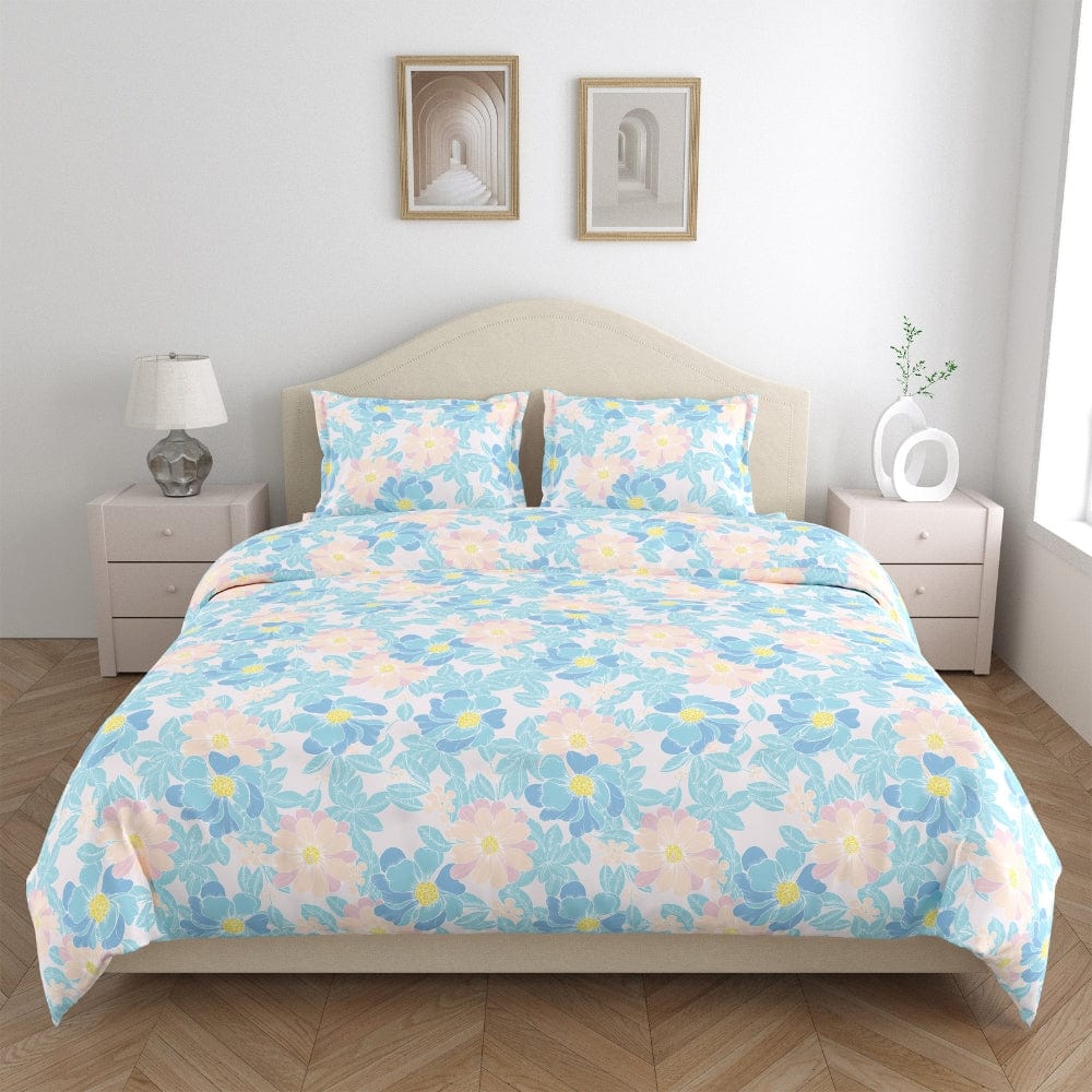 100% Combed Cotton 144 TC Double Flat Bedsheet Petal Veil