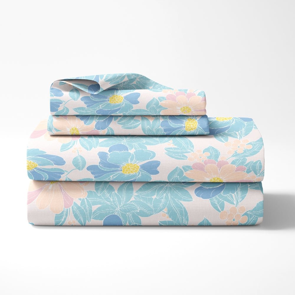 Petal Veil 100% Combed Cotton 144 TC King Flat Bedsheet - Bedsheets | haus & kinder