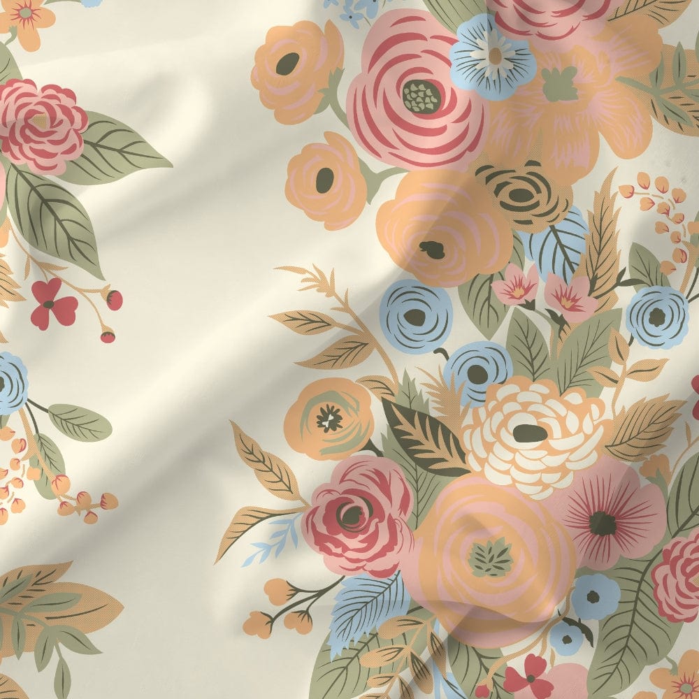 Vintage Peony 100% Cotton Double Size Bedsheet, 144 TC