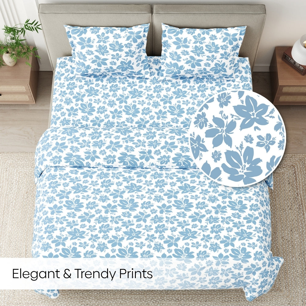 Bluebell Whisper 100% Cotton King Bedsheet, 144 TC