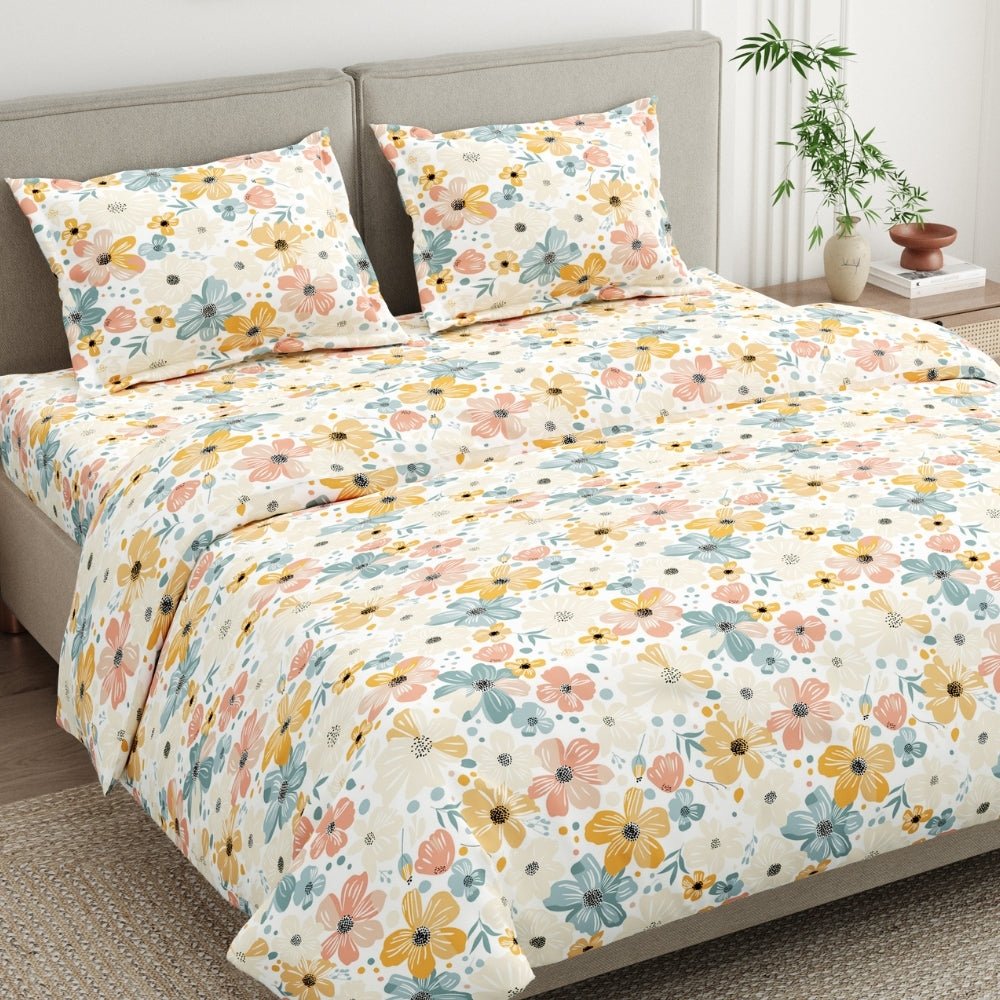 Hawaiian Petals 100% Cotton King Bedsheet, 144 TC - Bedsheets | haus & kinder