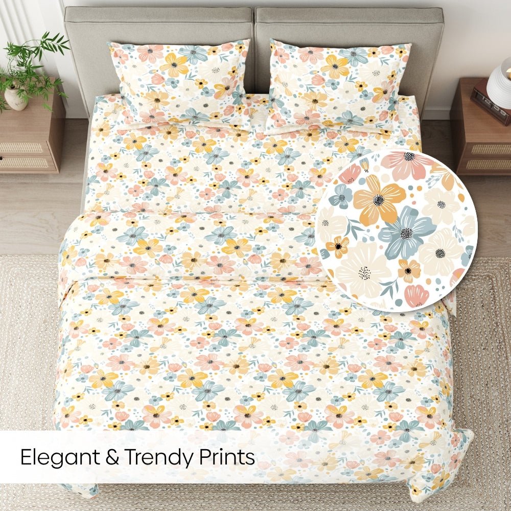 Hawaiian Petals 100% Cotton King Bedsheet, 144 TC - Bedsheets | haus & kinder