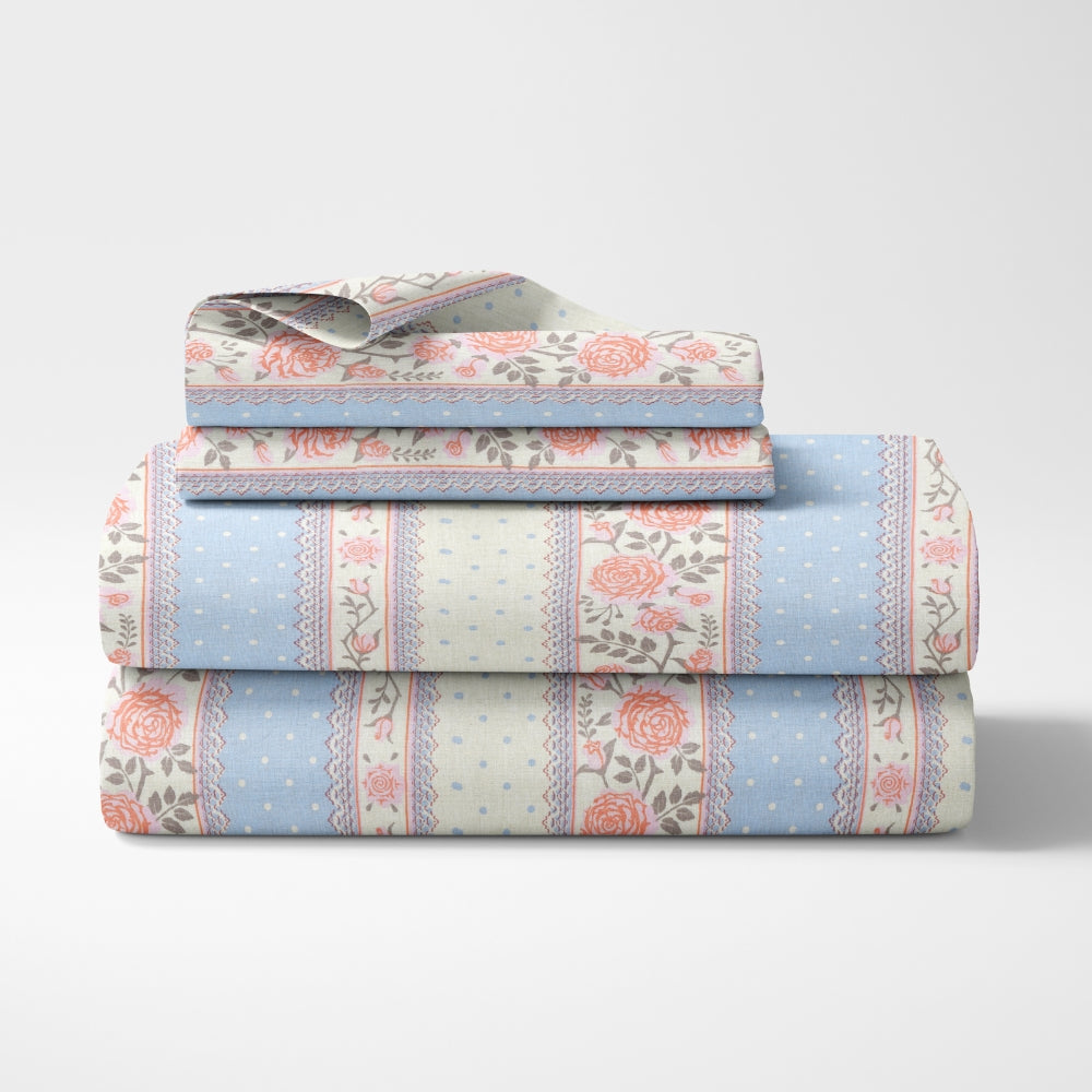 100% Combed Cotton 144 TC King Flat Bedsheet Oribella Bloom