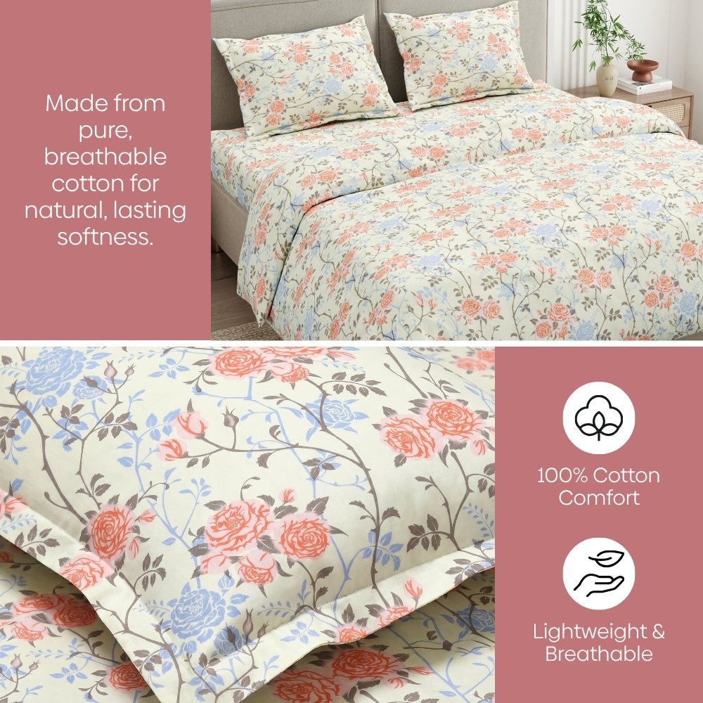 Petal haze 100% Combed Cotton 144 TC King Flat Bedsheet - Bedsheets | haus & kinder