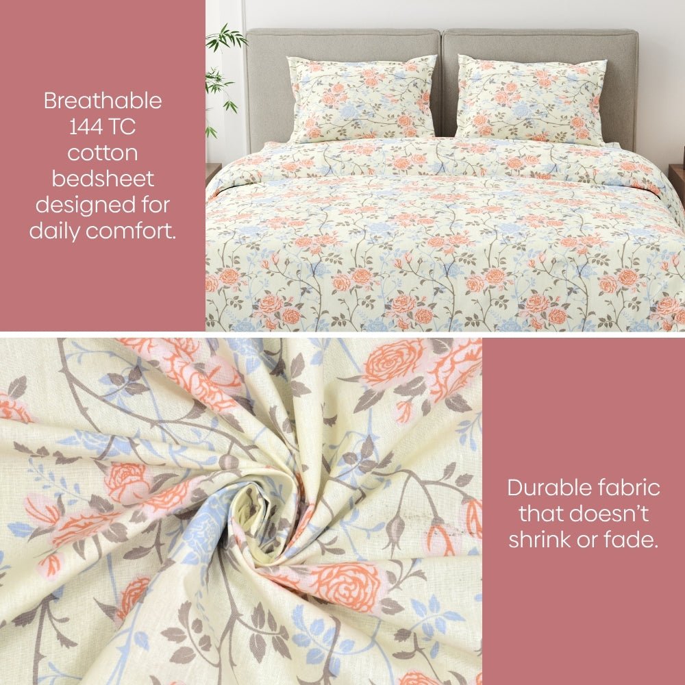 Petal haze 100% Combed Cotton 144 TC King Flat Bedsheet - Bedsheets | haus & kinder