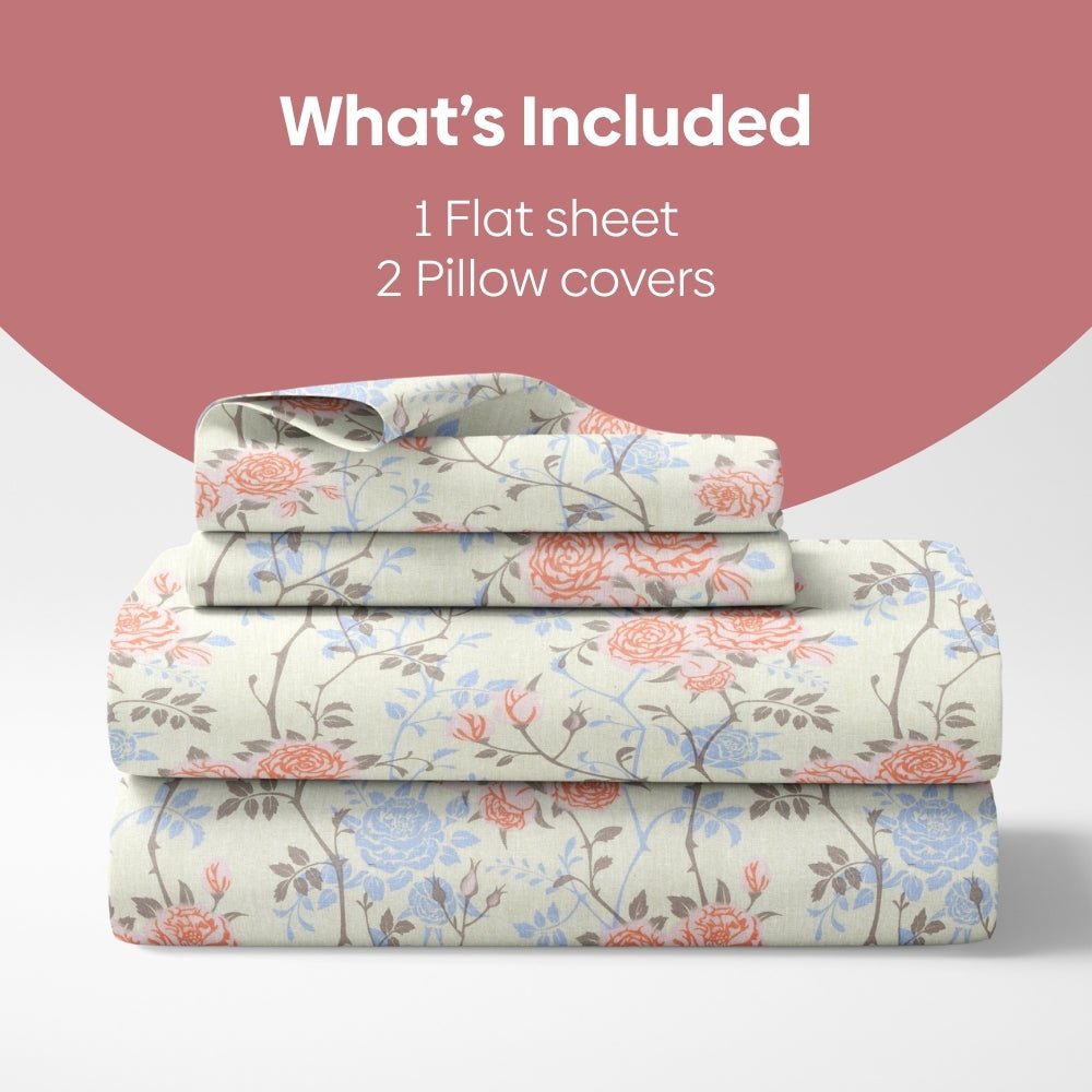 Petal haze 100% Combed Cotton 144 TC King Flat Bedsheet - Bedsheets | haus & kinder