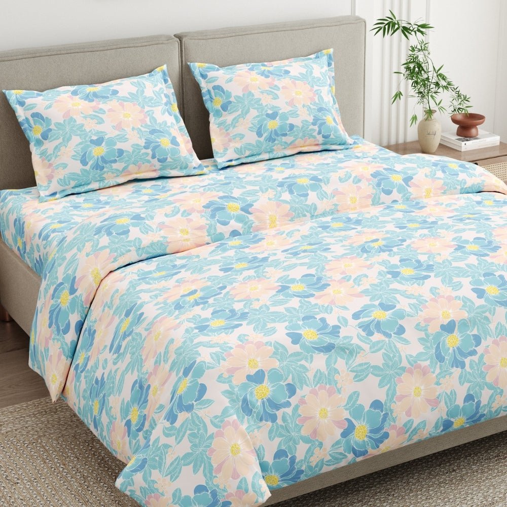 Petal Veil 100% Combed Cotton 144 TC King Flat Bedsheet - Bedsheets | haus & kinder