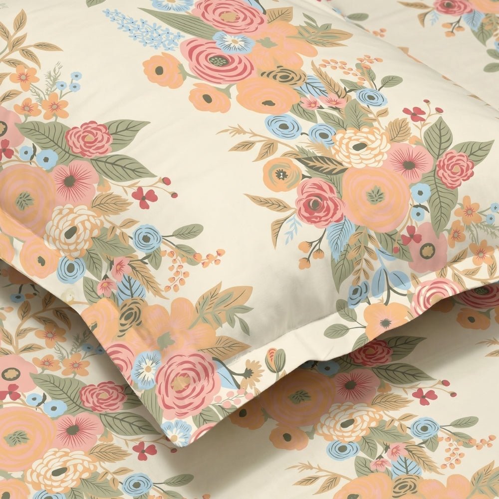 Vintage Peony 100% Combed Cotton 144 TC King Flat Bedsheet - Bedsheets | haus & kinder
