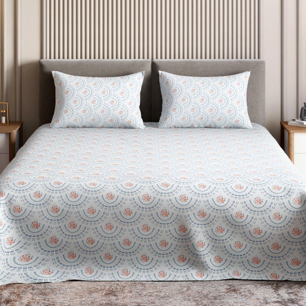 Ring Spun 100% Cotton Double Flat Bedsheet- Breezy Shell - Bedsheets | haus & kinder