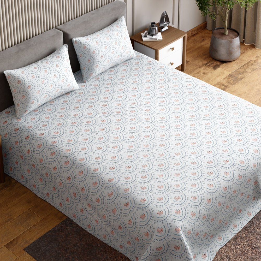 Ring Spun 100% Cotton Double Flat Bedsheet- Breezy Shell - Bedsheets | haus & kinder