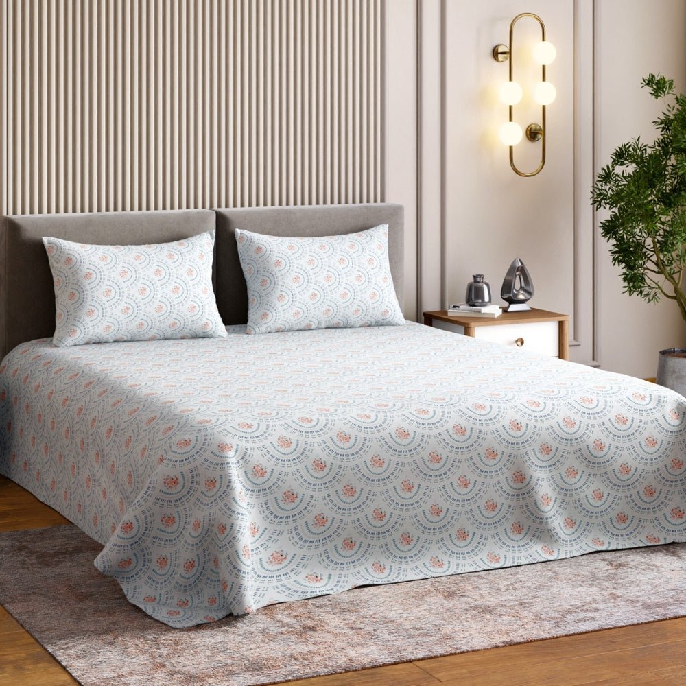 Ring Spun 100% Cotton Double Flat Bedsheet- Breezy Shell - Bedsheets | haus & kinder