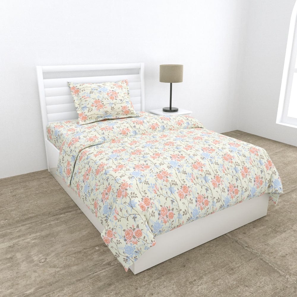 100% Combed Cotton 144 TC Single Flat Bedsheet Petalhaze