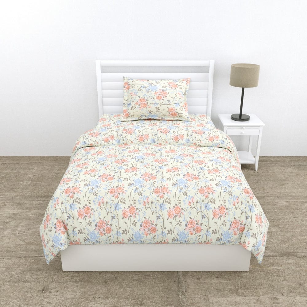 100% Combed Cotton 144 TC Single Flat Bedsheet Petalhaze