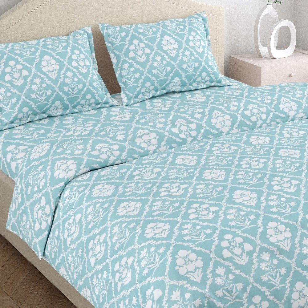 Heritage Hues 186 TC Cotton 100% Printed Flat King Bedsheet - Bedsheets | haus & kinder