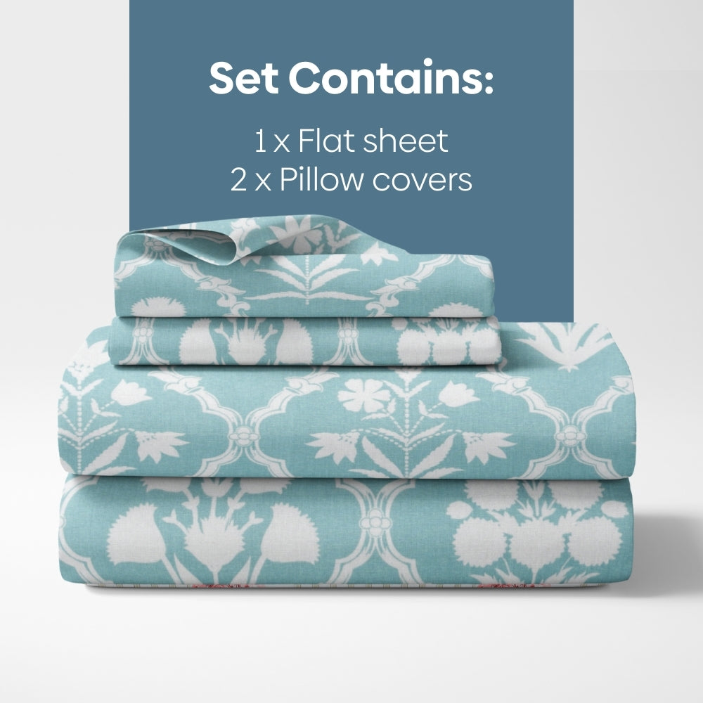 Heritage Hues 186 TC Cotton 100% Printed Flat King Bedsheet