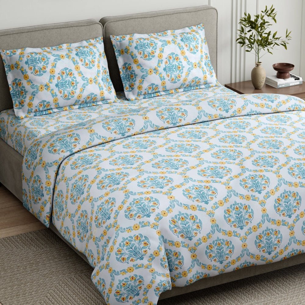 Amber Orchard 100% Cotton Double Flat Bedsheet, 186 TC - Bedsheets | haus & kinder