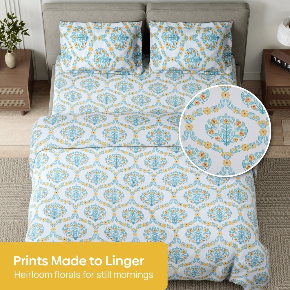 Amber Orchard 100% Cotton Double Flat Bedsheet, 186 TC - Bedsheets | haus & kinder