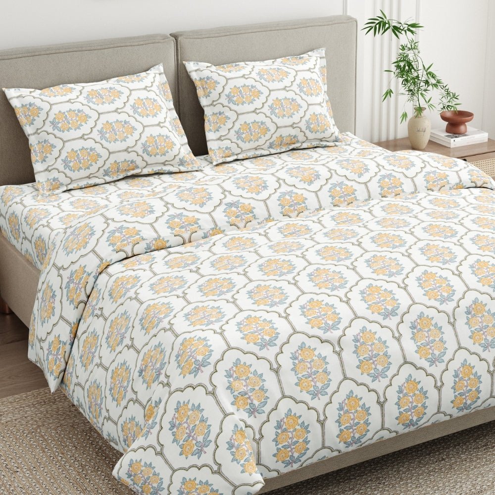 Celebration in Bloom Combed Cotton Double Bedsheet, 186 TC - Bedsheets | haus & kinder