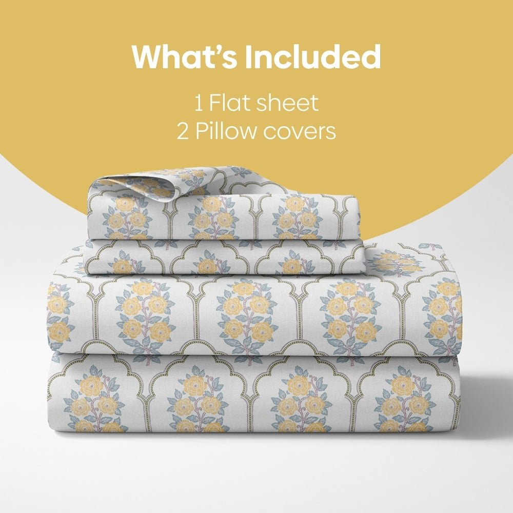Celebration in Bloom Combed Cotton Double Bedsheet, 186 TC - Bedsheets | haus & kinder