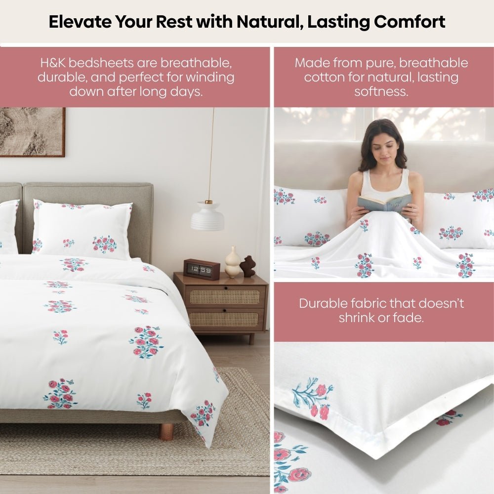 Festive Harmony Combed Cotton Double Bedsheet, 186 TC - Bedsheets | haus & kinder