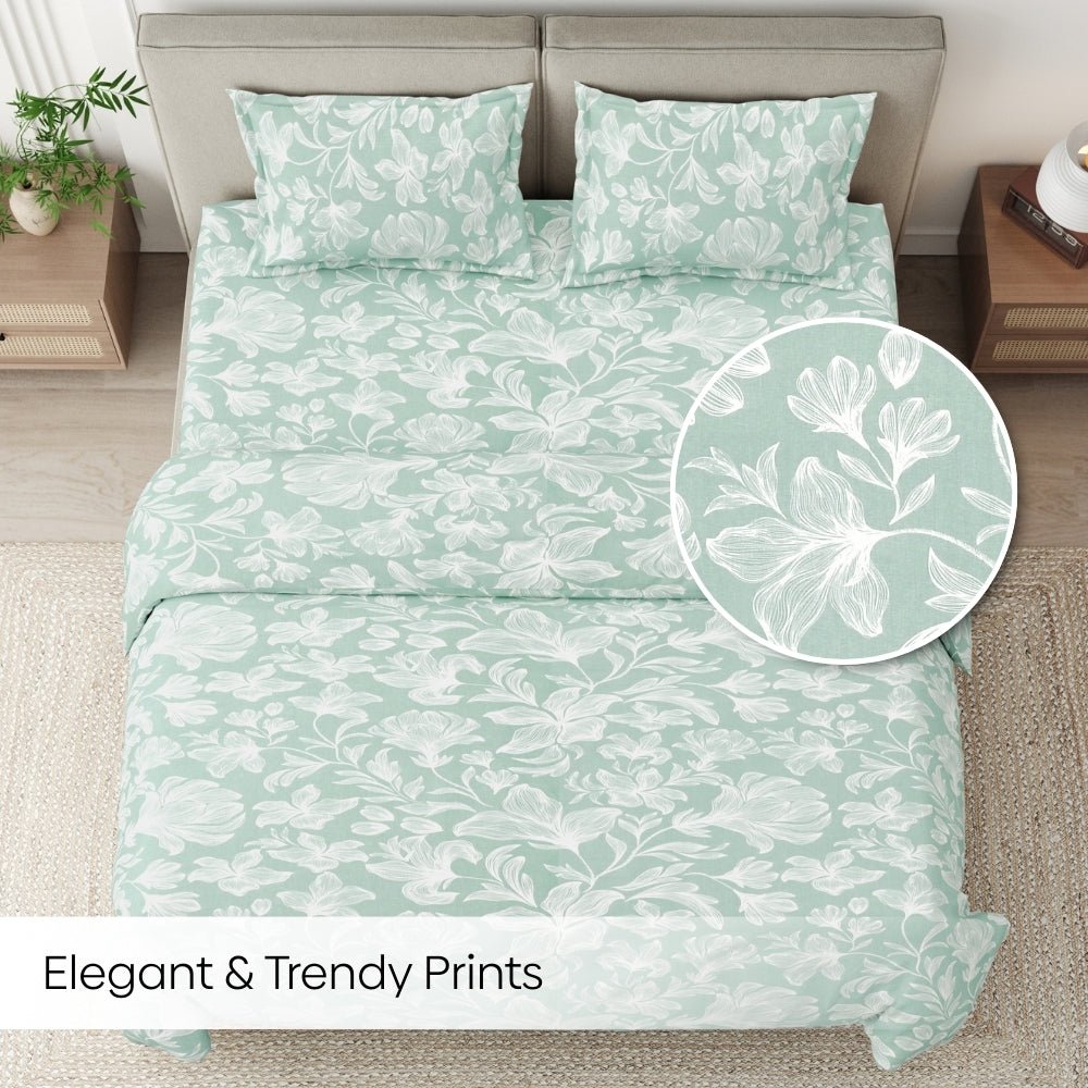 Garden of Memories Combed Cotton Double Bedsheet, 186 TC - Bedsheets | haus & kinder