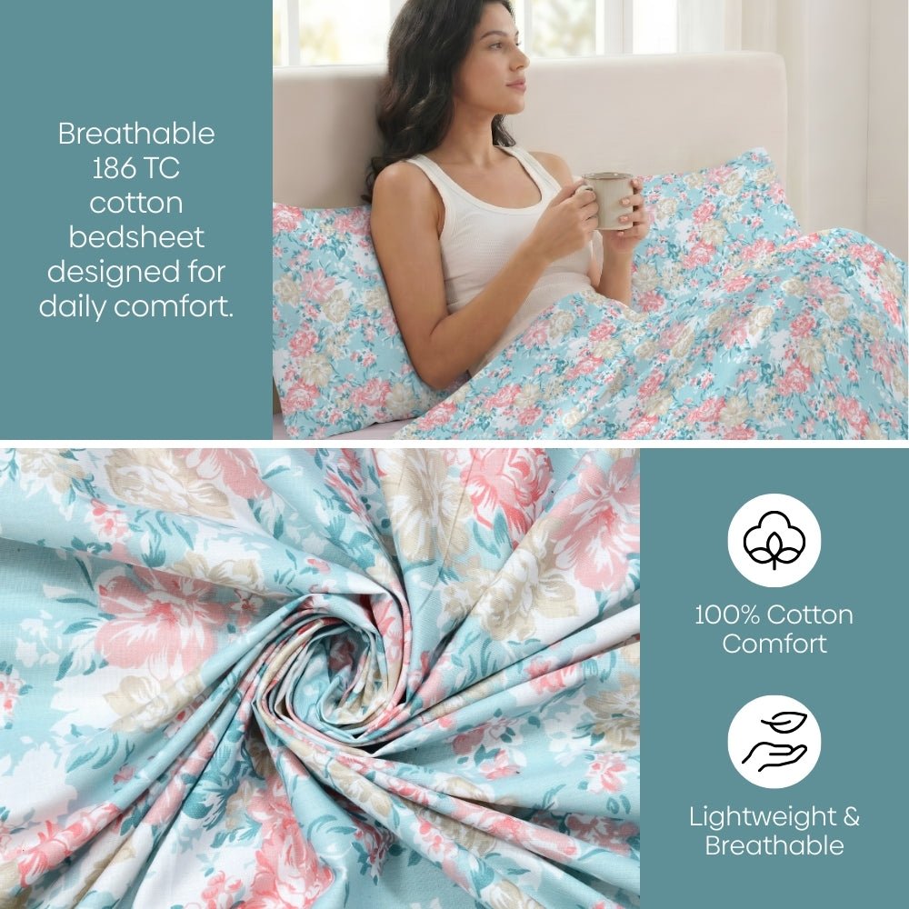 Ornate Whispers Combed Cotton King Bedsheet, 186 TC - Bedsheets | haus & kinder