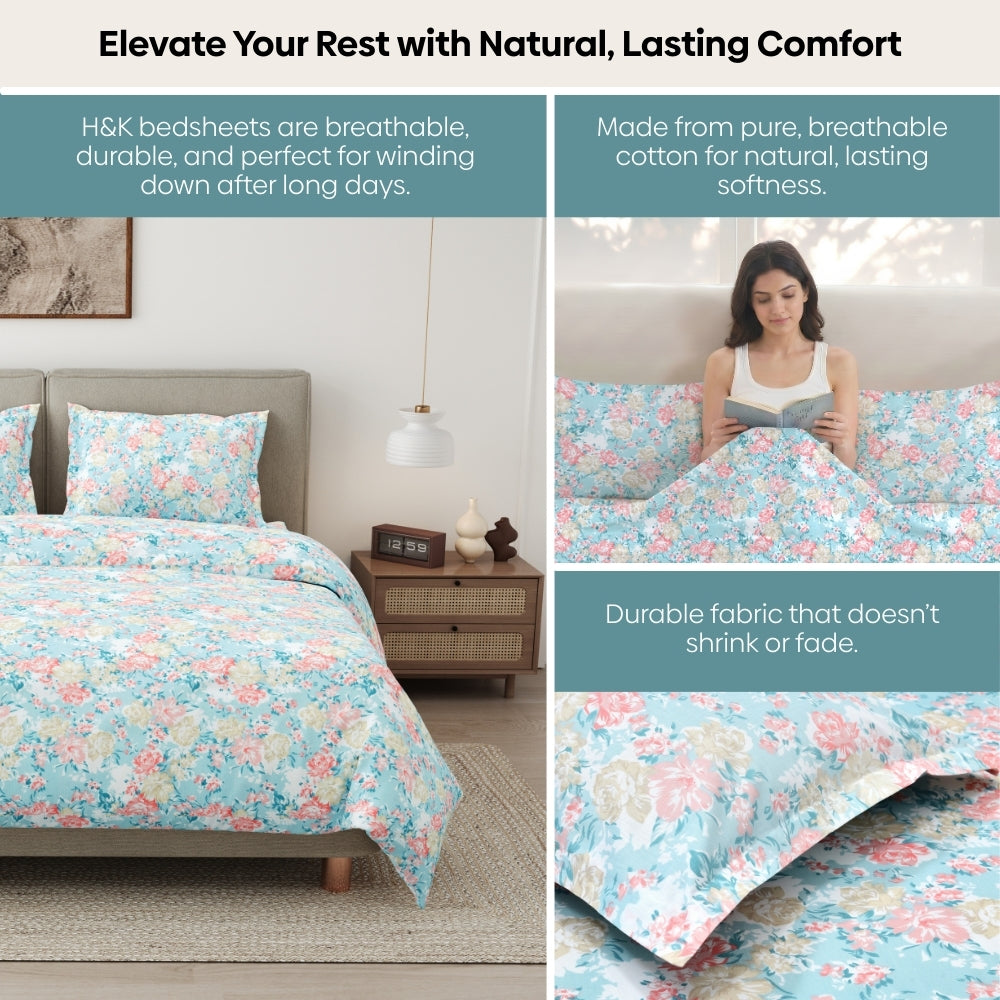 Ornate Whispers Combed Cotton King Bedsheet, 186 TC