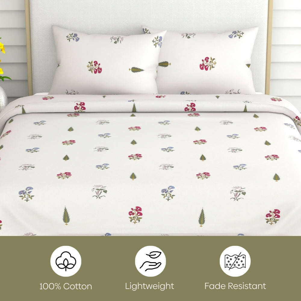 The Garden of Joy 100% Cotton Double Size Bedsheet, 186 TC