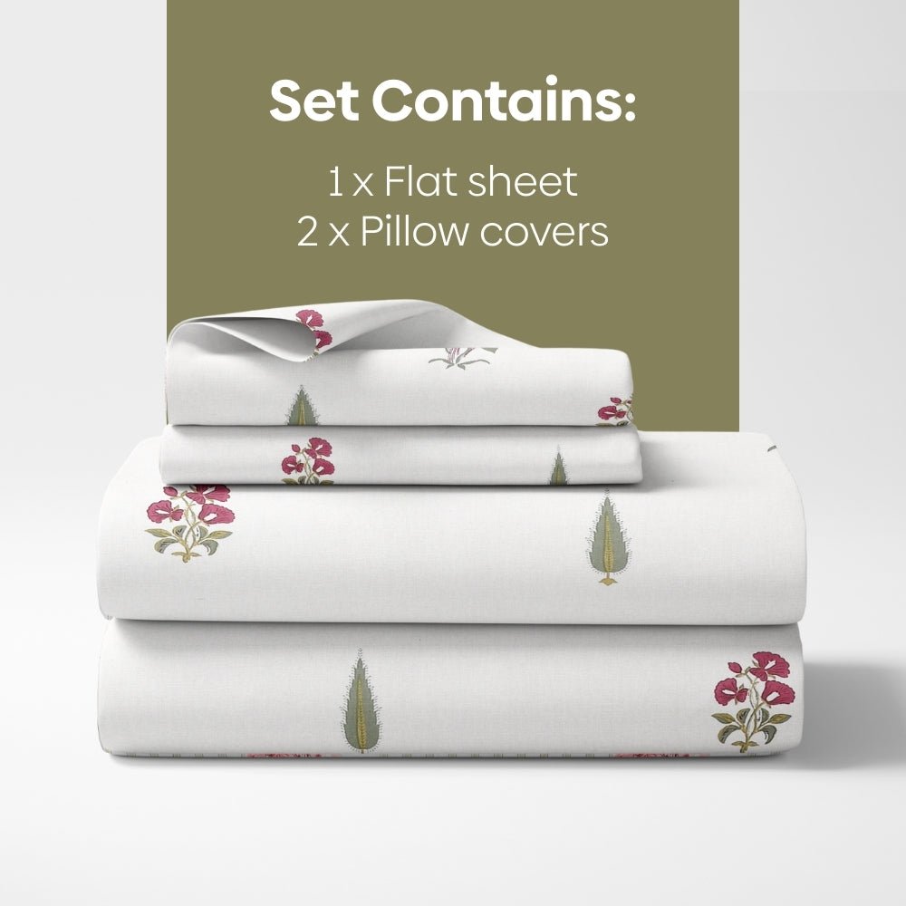 The Garden of Joy 100% Cotton Double Size Bedsheet, 186 TC - Bedsheets | haus & kinder