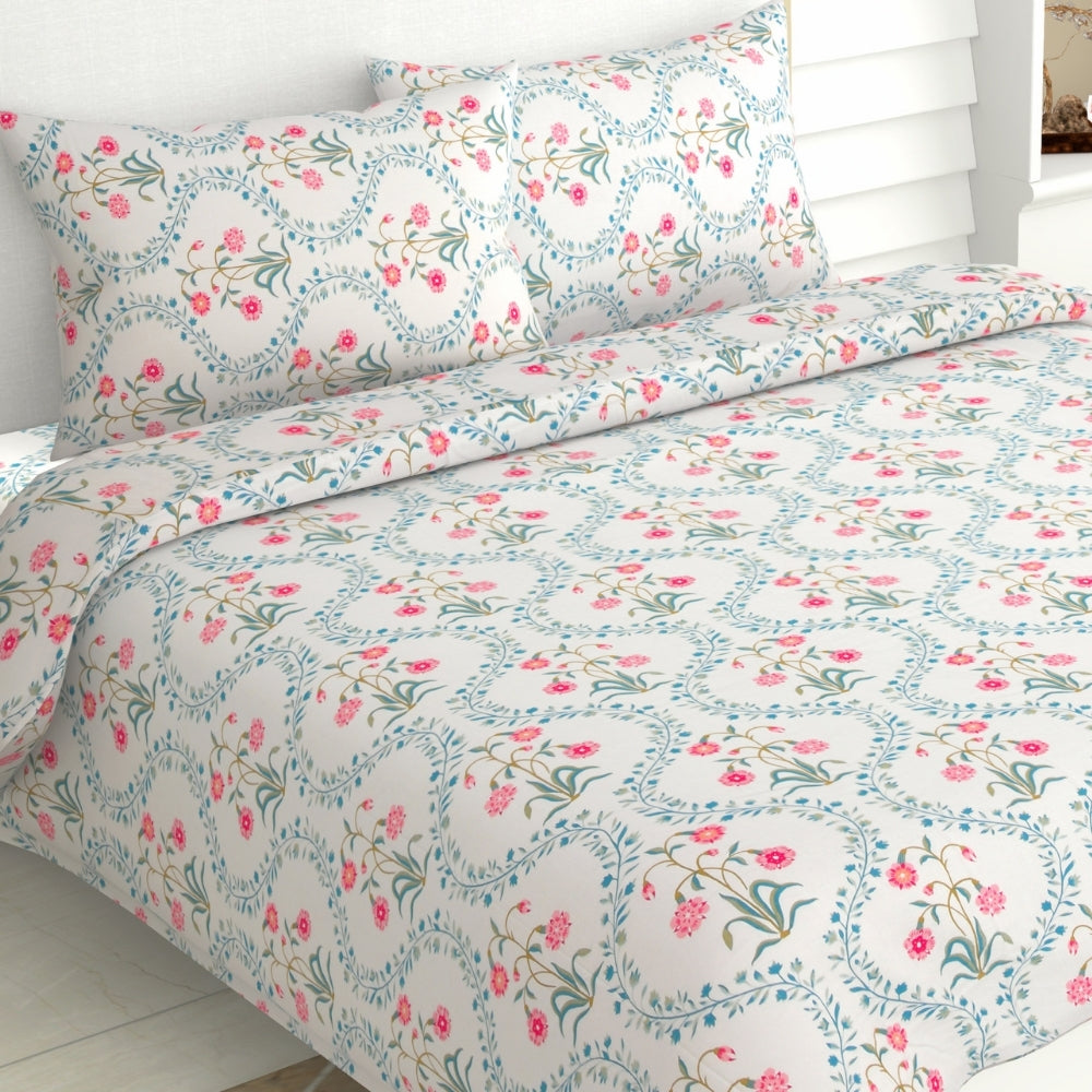 The Pink blossom 100% Cotton Double Size Bedsheet, 186 TC