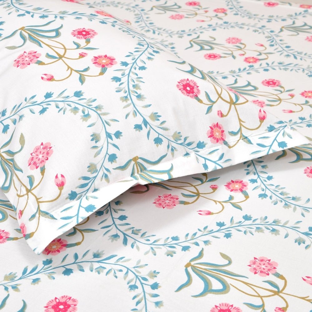 The Pink blossom 100% Cotton Double Size Bedsheet, 186 TC - Bedsheets | haus & kinder