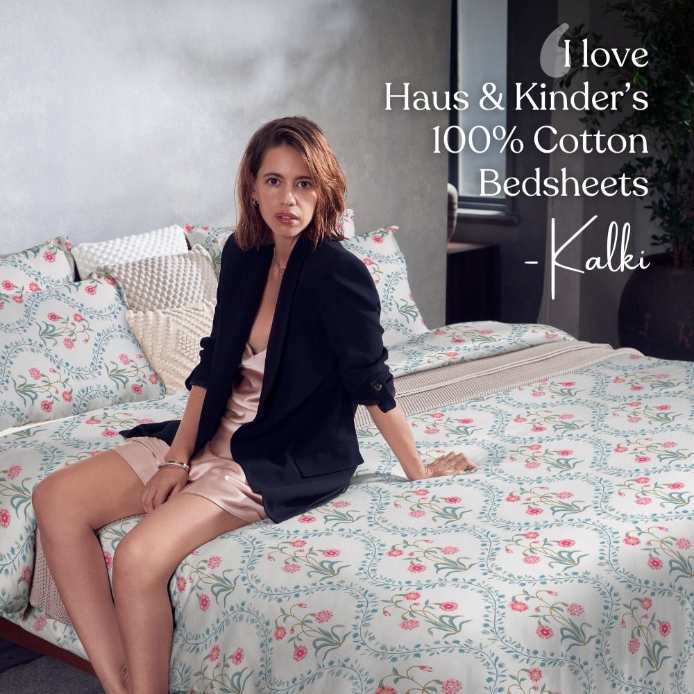 The Pink blossom 100% Cotton Double Size Bedsheet, 186 TC - Bedsheets | haus & kinder