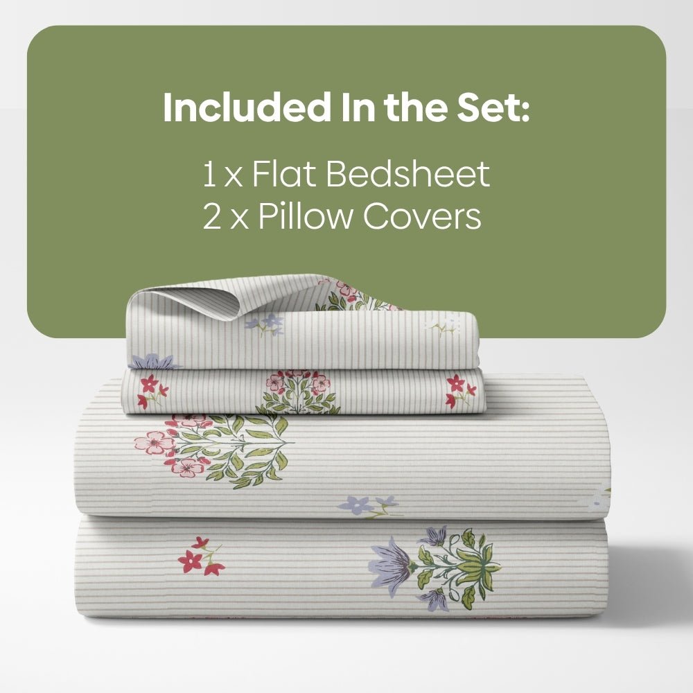 Floral Indienne 100% Cotton King Size Bedsheet, 186 TC - Bedsheets | haus & kinder