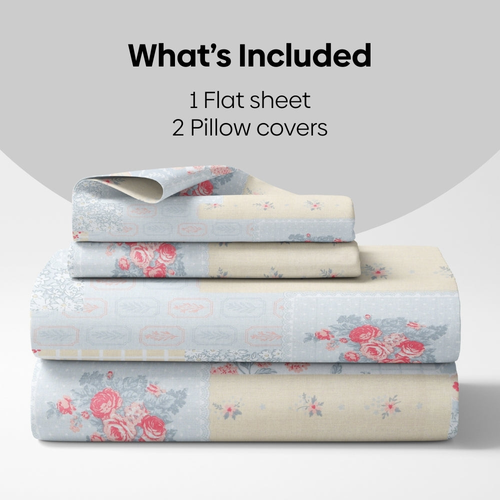 Blooming Heritage Combed Cotton King Bedsheet, 186 TC