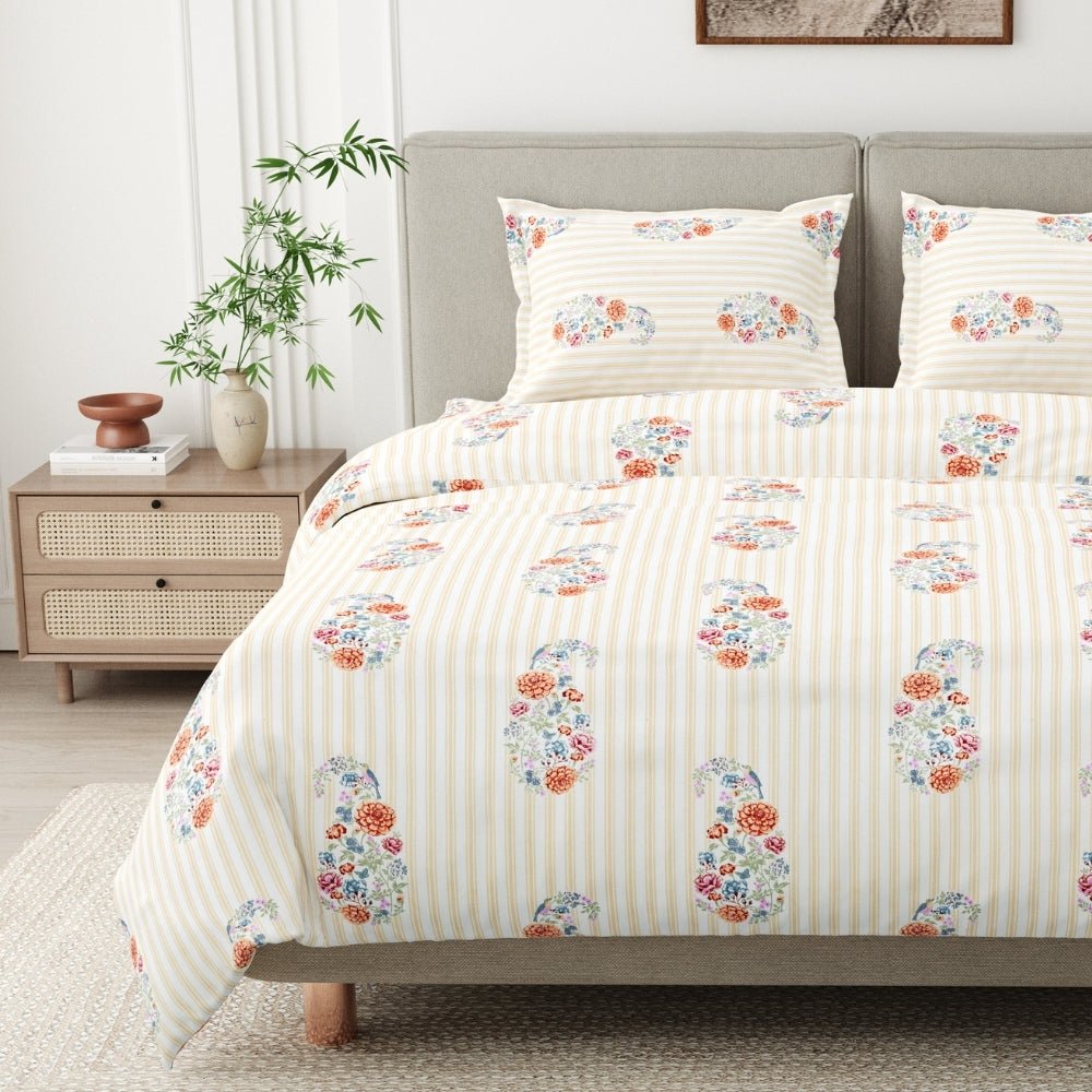 Floral Reverie Combed Cotton King Bedsheet, 186 TC - Bedsheets | haus & kinder